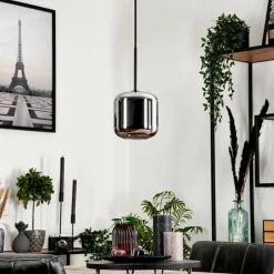 hofstein Suspension Verre 15 cm Lauden Chrome, Fumé, 1 lumière