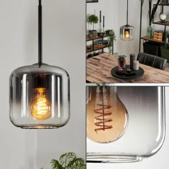 hofstein Suspension Verre 15 cm Lauden Clair, Fumé, 1 lumière