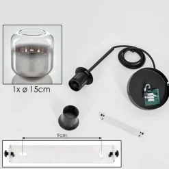 hofstein Suspension Verre 15 cm Lauden Clair, Fumé, 1 lumière