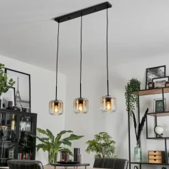 hofstein Suspension Verre 15 cm Lauden Ambre, Clair, 3 lumières
