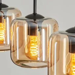 hofstein Suspension Verre 15 cm Lauden Ambre, 3 lumières