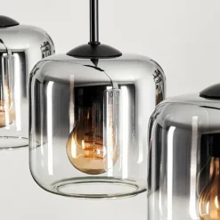 hofstein Suspension Verre 15 cm Lauden Chrome, Clair, Fumé, 3 lumières