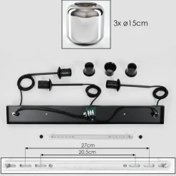 hofstein Suspension Verre 15 cm Lauden Chrome, Fumé, 3 lumières