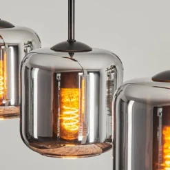 hofstein Suspension Verre 15 cm Lauden Chrome, Fumé, 3 lumières