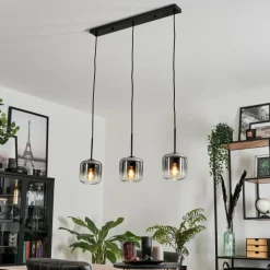 hofstein Suspension Verre 15 cm Lauden Clair, Fumé, 3 lumières
