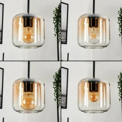 hofstein Suspension Verre 15 cm Lauden Ambre, Clair, 4 lumières