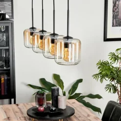 hofstein Suspension Verre 15 cm Lauden Ambre, Clair, 4 lumières