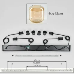 hofstein Suspension Verre 15 cm Lauden Ambre, 4 lumières