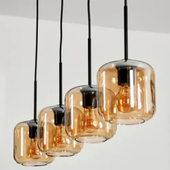 hofstein Suspension Verre 15 cm Lauden Ambre, 4 lumières