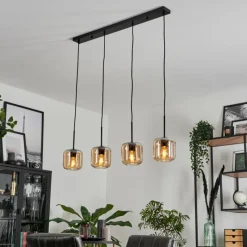 hofstein Suspension Verre 15 cm Lauden Ambre, 4 lumières
