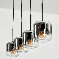 hofstein Suspension Verre 15 cm Lauden Chrome, Clair, Fumé, 4 lumières