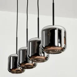 Suspension Verre Fumé-hofstein Suspension Verre 15 cm Lauden Chrome, Fumé, 4 lumières