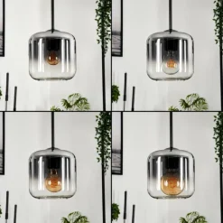 hofstein Suspension Verre 15 cm Lauden Clair, Fumé, 4 lumières