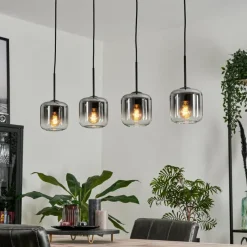 hofstein Suspension Verre 15 cm Lauden Clair, Fumé, 4 lumières