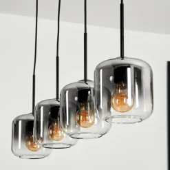 hofstein Suspension Verre 15 cm Lauden Clair, Fumé, 4 lumières