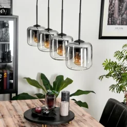 hofstein Suspension Verre 15 cm Lauden Clair, Fumé, 4 lumières