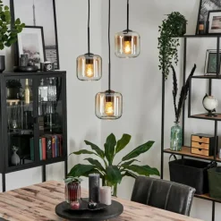 hofstein Suspension Verre 15 cm Lauden Ambre, Clair, 3 lumières