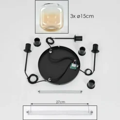 hofstein Suspension Verre 15 cm Lauden Ambre, Clair, 3 lumières