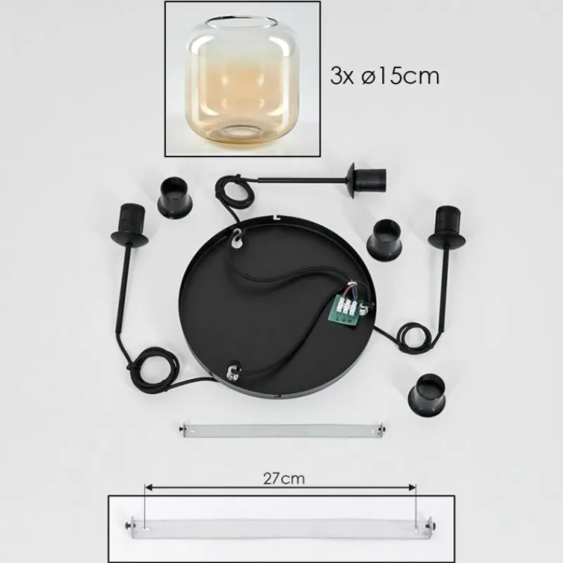 hofstein Suspension Verre 15 cm Lauden Ambre, Clair, 3 lumières