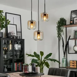 hofstein Suspension Verre 15 cm Lauden Ambre, Clair, 3 lumières