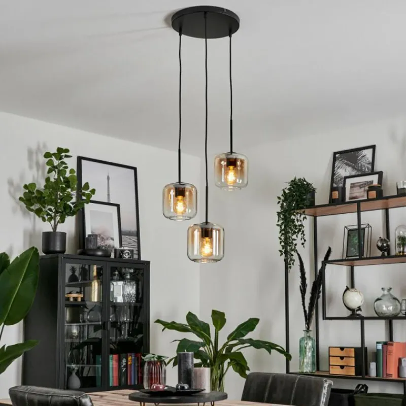 hofstein Suspension Verre 15 cm Lauden Ambre, Clair, 3 lumières