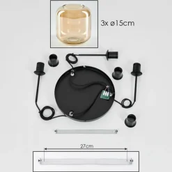 hofstein Suspension Verre 15 cm Lauden Ambre, 3 lumières