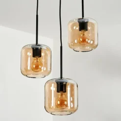 hofstein Suspension Verre 15 cm Lauden Ambre, 3 lumières