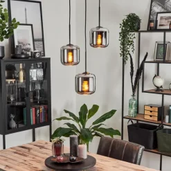 hofstein Suspension Verre 15 cm Lauden Chrome, Fumé, 3 lumières