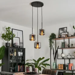 hofstein Suspension Verre 15 cm Lauden Chrome, Fumé, 3 lumières