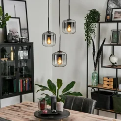 hofstein Suspension Verre 15 cm Lauden Clair, Fumé, 3 lumières