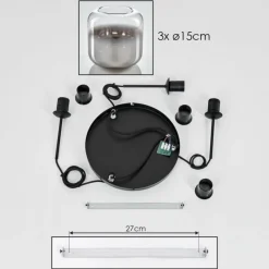 hofstein Suspension Verre 15 cm Lauden Clair, Fumé, 3 lumières