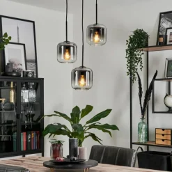 hofstein Suspension Verre 15 cm Lauden Clair, Fumé, 3 lumières