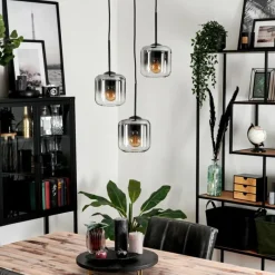 hofstein Suspension Verre 15 cm Lauden Clair, Fumé, 3 lumières