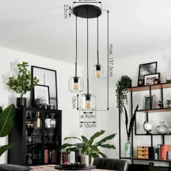 hofstein Suspension Verre 15 cm Lauden Clair, 3 lumières