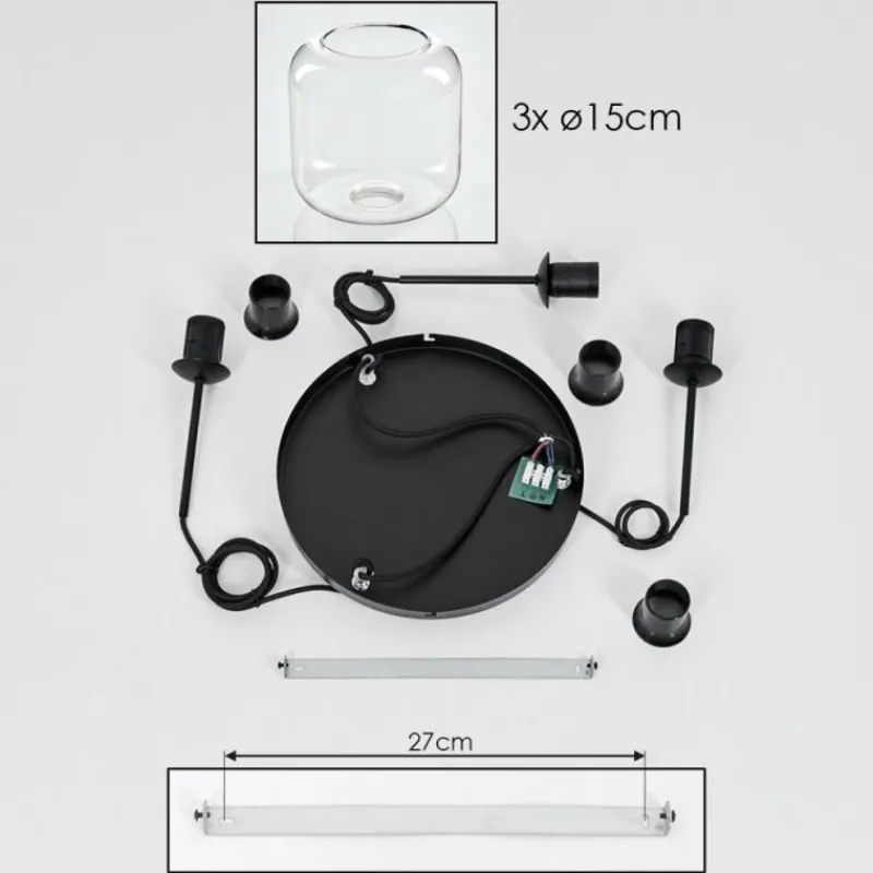hofstein Suspension Verre 15 cm Lauden Clair, 3 lumières