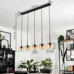 hofstein Suspension Verre 15 cm Lauden Ambre, Clair, 5 lumières