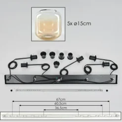 hofstein Suspension Verre 15 cm Lauden Ambre, Clair, 5 lumières