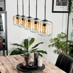 hofstein Suspension Verre 15 cm Lauden Ambre, Clair, 5 lumières