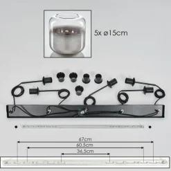 hofstein Suspension Verre 15 cm Lauden Clair, Fumé, 5 lumières