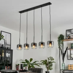 hofstein Suspension Verre 15 cm Lauden Clair, Fumé, 5 lumières