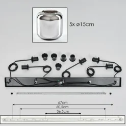 hofstein Suspension Verre 15 cm Lauden Chrome, Fumé, 5 lumières