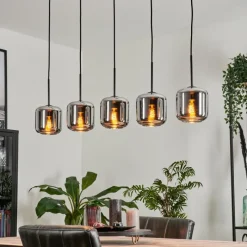 hofstein Suspension Verre 15 cm Lauden Chrome, Fumé, 5 lumières