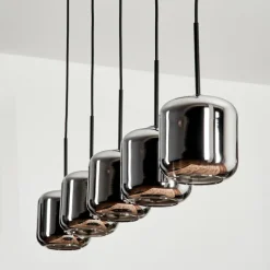 hofstein Suspension Verre 15 cm Lauden Chrome, Fumé, 5 lumières