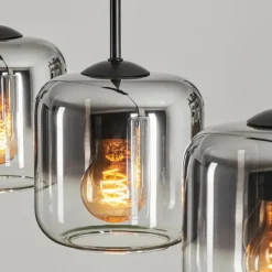 hofstein Suspension Verre 15 cm Lauden Chrome, Clair, Fumé, 5 lumières