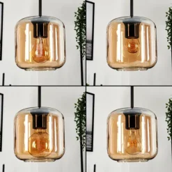 hofstein Suspension Verre 15 cm Lauden Ambre, 5 lumières