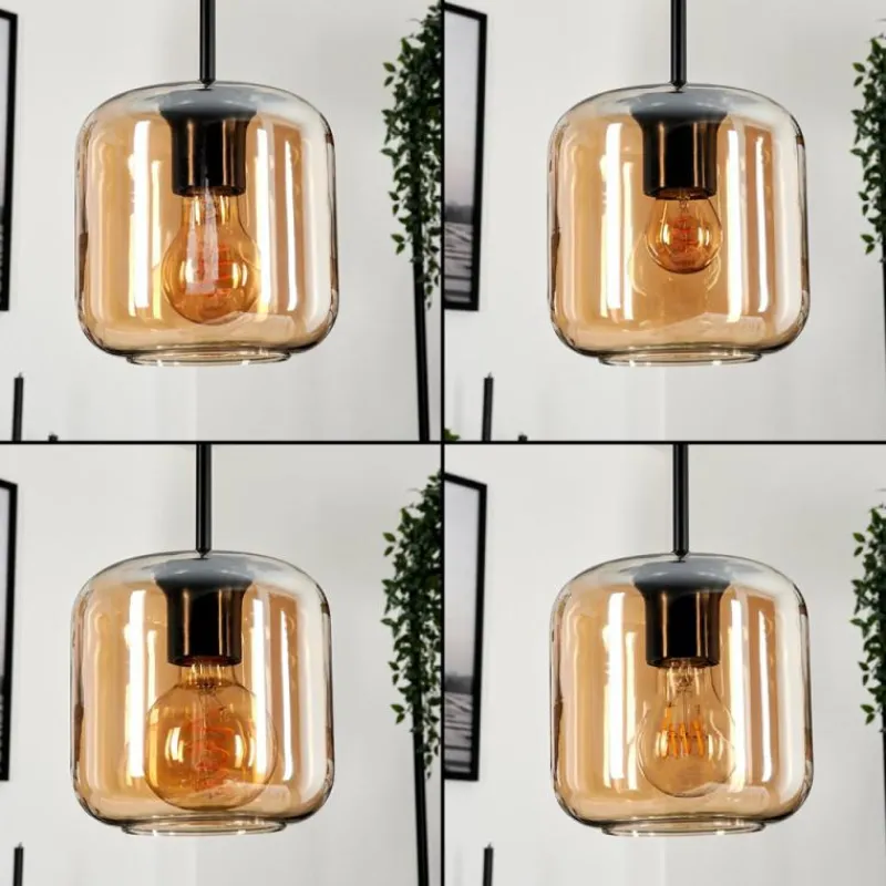 hofstein Suspension Verre 15 cm Lauden Ambre, 5 lumières