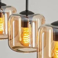 hofstein Suspension Verre 15 cm Lauden Ambre, 5 lumières