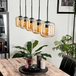 hofstein Suspension Verre 15 cm Lauden Ambre, 5 lumières