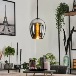 hofstein Suspension Verre 20 cm Vevino Chrome, Fumé, 1 lumière