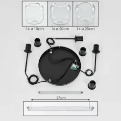 hofstein Suspension Verre 25cm, 20cm, 15cm Lauden Clair, 3 lumières